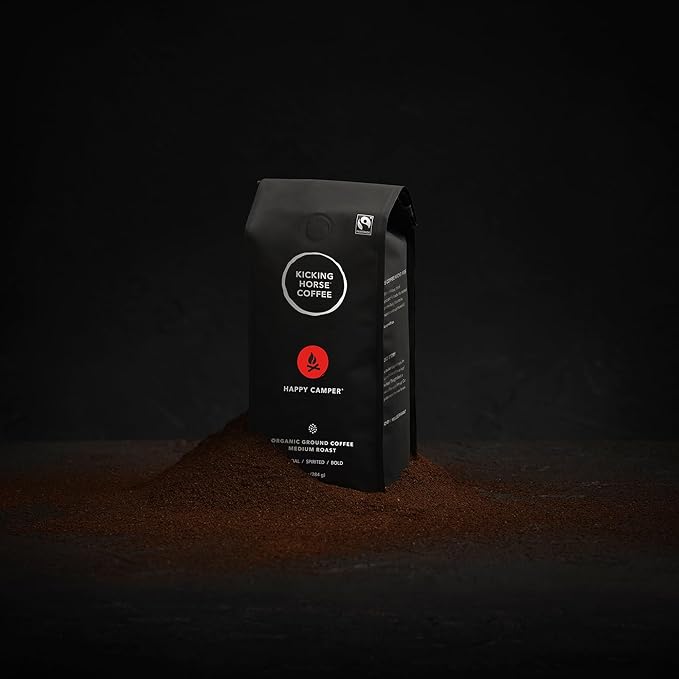 Kicking Horse Happy Camper Ground Coffee 10 Ounce - Certified Organic Fairtrade Kosher Coffee (Pack of 6)