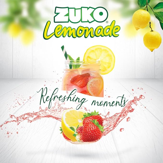 Zuko Strawberry Lemonade Instant Powder Drink | Family Pack | No Sugar Needed | Vitamin C | 14.1 Ounce (Pack of 6)