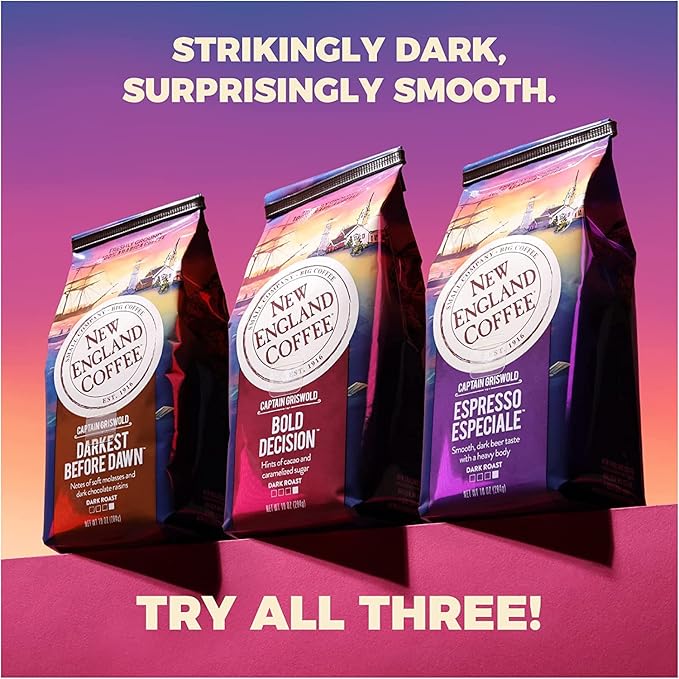 New England Coffee Ground Coffee Bold Decision Dark Roast 10oz Bag (Pack of 3)