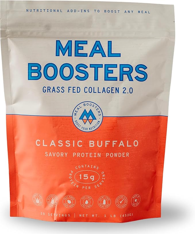 Meal Boosters Savory Protein Powder Supplement | 15–20g Complete Protein Meal Enhancer for Cooking &amp Prep | Collagen Peptides for Gut Joint &amp Support | Keto Friendly Gluten Free (Classic Buf