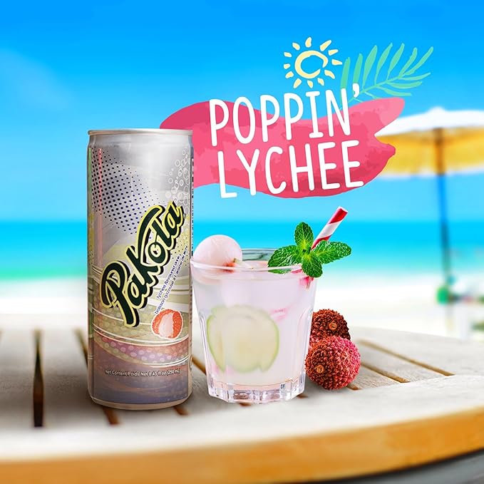 Pakola Lychee Drink 12 Pack – Lychee Soft Drink Fruity Beverage with Artificial Flavours | Carbonated &amp Refreshing 8.45 fl oz Cans Halal Certified