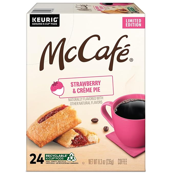 McCafé Strawberry &amp Crème Pie Light Roast Flavored Coffee Single Serve Keurig® K-Cup Pods Limited Edition 96 Count