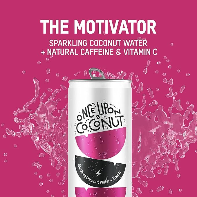 Once Upon a Coconut Premium Coconut Water 1L - Low Calorie All-Natural Drink with Electrolytes - Non-GMO - Gluten-Free - Parent (10.8 Fl Oz (Pack of 12) Sparkling Coconut Water + Energy (12pk))