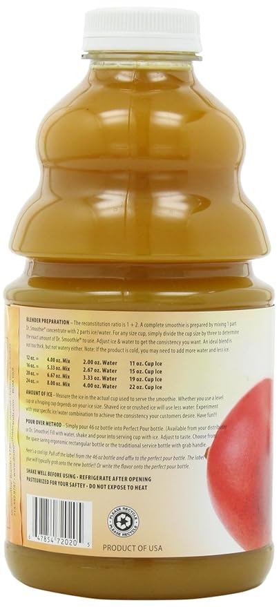Dr. Smoothie 100% Crushed Fruit Smoothie Mango Tropics 46-Ounce Bottles (Pack of 2)