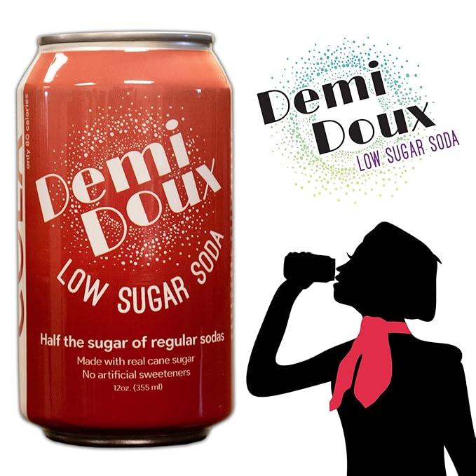 Demi Doux Low Sugar Soda - Low Sugar Soft Drink No Artificial Sweeteners (Cola 16-pack)