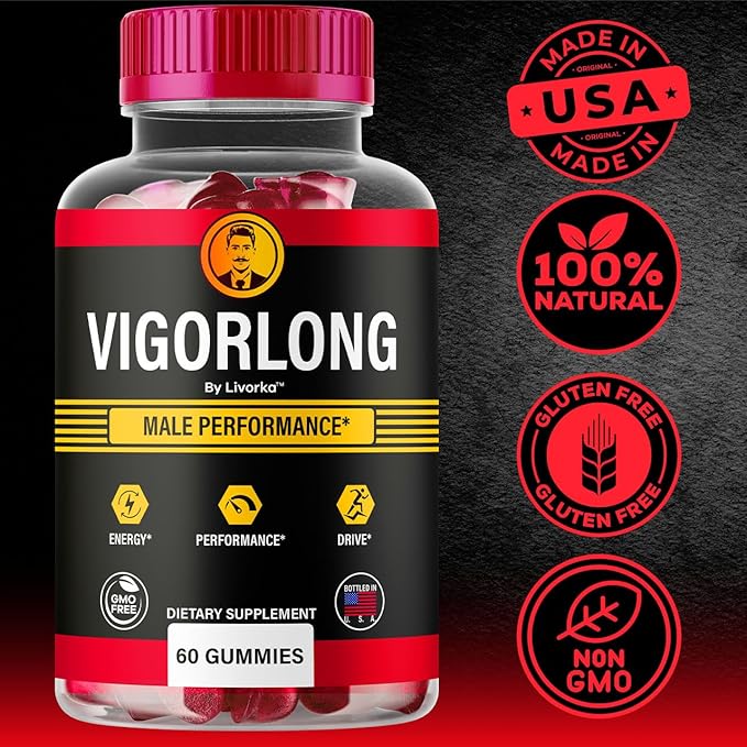 (2 Pack) Vigorlong Gummies - Official VigorLongGummies for Men Premium Natural Support Vigorlong Gummy Maximum Energy Advanced Support Formula for Overall Health &amp Wellness 120 Gummies for 2 Mon
