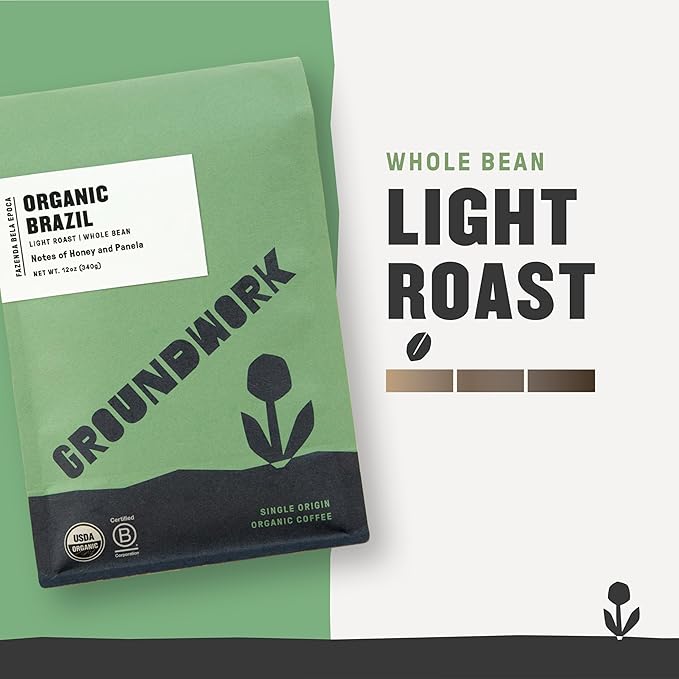 Groundwork Coffee Co Organic Brazil Whole Bean Coffee 12 Oz