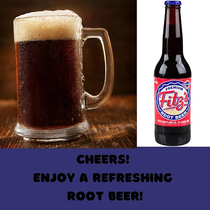 Fitz's Root Beer | Delicious Root Beer with Real Cane Sugar | 12 oz Glass Bottles with Crazy Soda Pop Bottle Opener (12 Pack)