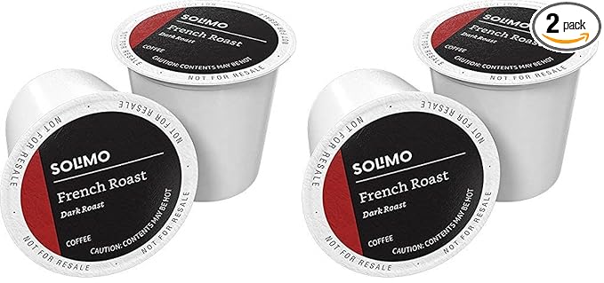 Amazon Brand - Solimo Dark Roast Coffee Pods French Roast Compatible with Keurig 2.0 K-Cup Brewers 100 Count (Pack of 2)