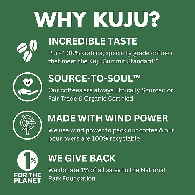 Kuju Coffee Premium Pour Over Individual Coffee Packets and Cloud Creamer Bundle - Backpacking Travel Camping Coffee Singles and Non Dairy Coconut Coffee Creamer Powderk (Basecamp Blend)