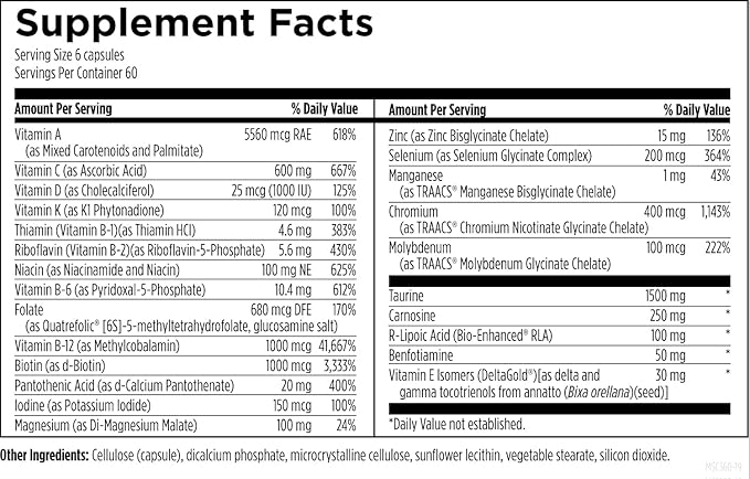 Designs for Health Metabolic Synergy - Multivitamin and Mineral Supplement with Chromium Zinc Selenium R-Lipoic Acid Vitamins + More (360 Capsules)
