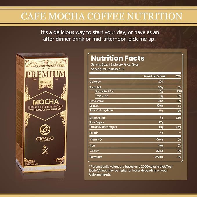 ORGANO Combo Pack 1 box Cafe Latte and 1 Box Cafe Mocha 100% Certified Organic Gourmet Coffee