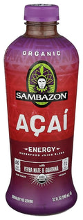 Sambazon Organic Energy Superfood Juice Blend Açaí Berry Yerba Mate and Guarana Juice 32 Ounce