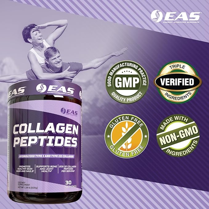 Experimental and Applied Sciences Collagen Peptides Powder | Hydrolyzed Type I &amp III | for Healthy Hair Skin &amp Nails | Bone &amp Joint Health | 20g Collagen Per Serving | 30 Servings (Unfla