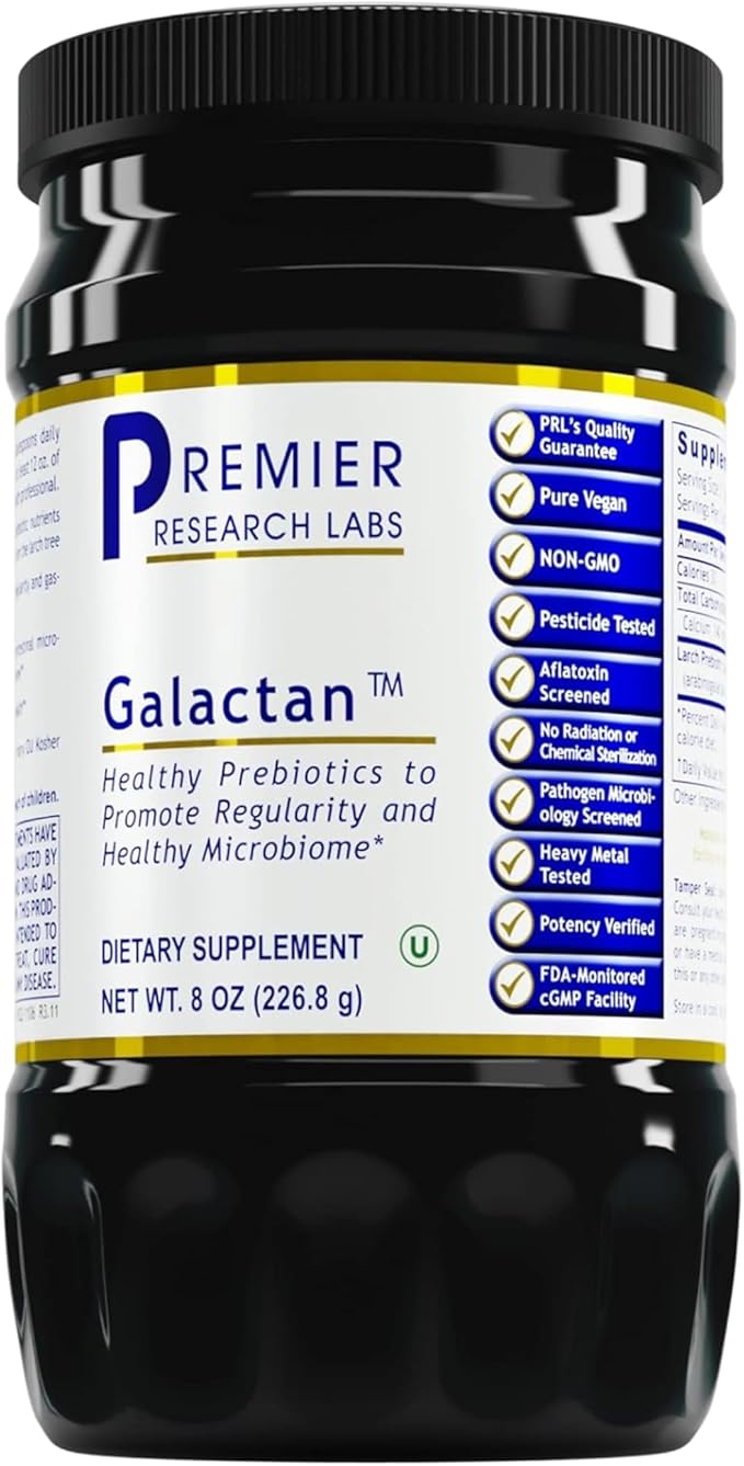 Premier Research Labs Galactan - Larch Arabinogalactan Powder for Men &amp Women Prebiotic Fiber Powder for Healthy Gut Microbiome Larch Tree Extract Calcium - 8 oz