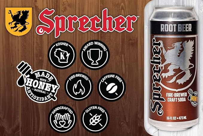 Sprecher Root Beer and Orange Dream Soda Bundle Pack Fire-Brewed Craft Soda with Real Honey Caffeine Free Gluten Free 16 fl oz Cans 12+12 Pack (24 Total)