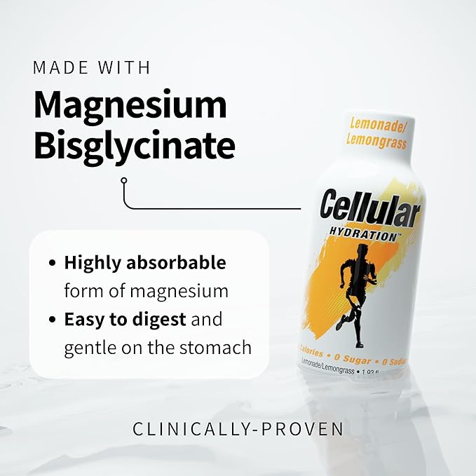 Cellular Hydration Electrolyte Shots 12-Pack – Supports Endurance Muscle Function &amp Workout Recovery – Magnesium Potassium &amp Taurine – Zero Sugar Zero Sodium – Lemonade