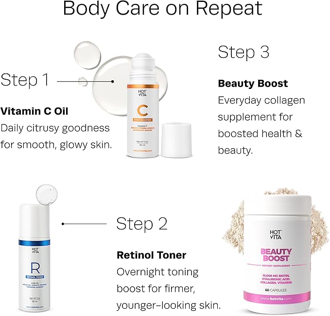 Hot Vita Hair Skin and Nails Vitamins – Biotin Collagen &amp Vitamin C Supplement for Immune Support Nail Strength Hair Growth &amp Skin Glow – Vegan Formula for Women – Supports a Radiant Comple
