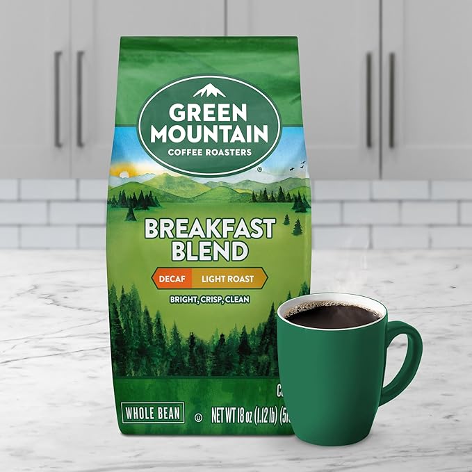 Green Mountain Coffee Roasters Breakfast Blend Decaf Whole Bean Coffee Bagged 18 oz