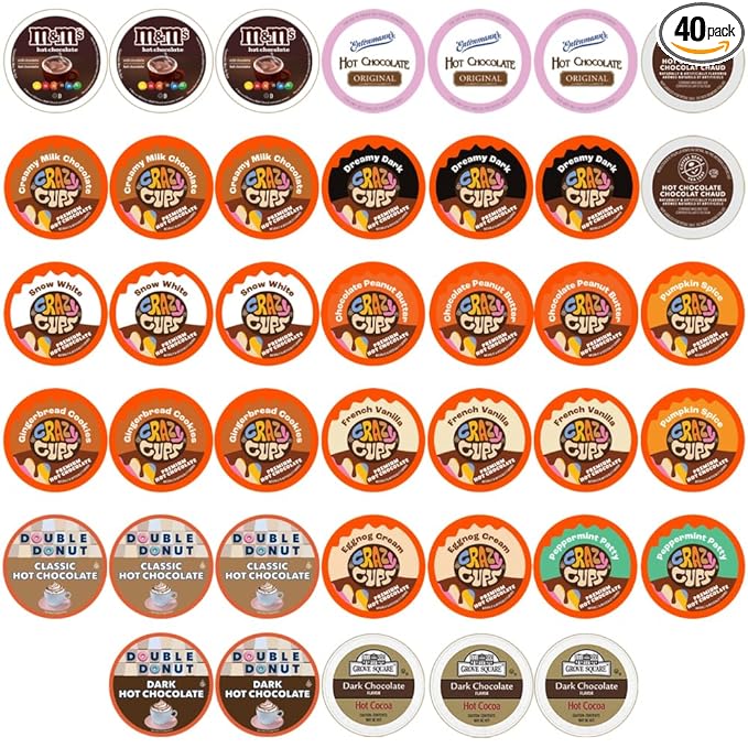 Perfect Samplers Hot Chocolate Pods Hot Cocoa Single Serve Cups for Keurig K Cup Brewers 40 Count