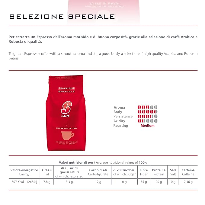 Essse Caffe Selezione Speciale Authentic Italian Espresso Bar Whole Bean Coffee Medium Roast 2.2 Pound / 1000g