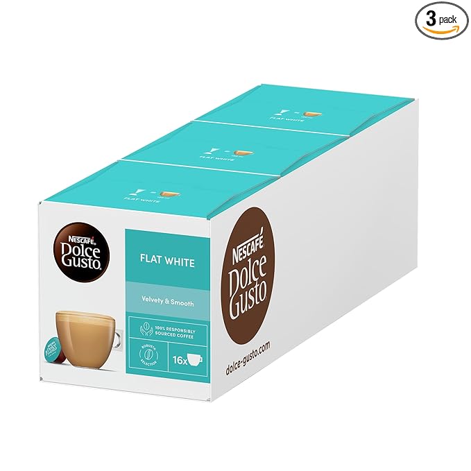 NESCAFÉ DOLCE GUSTO Flat White Coffee Pods 16 Capsules (Pack of 3 - Total 48 Capsules 48 Servings)