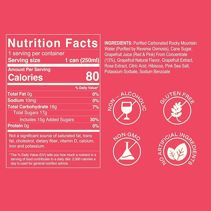 Strongwater Sparkling Grapefruit Soda - 12 Pack Cans (8.4 Fl Oz Each) - Premium Craft Cocktail Mixer Made with Rocky Mountain Water Grapefruit Sea Salt - Real Cane Sugar No Artificial Flavor