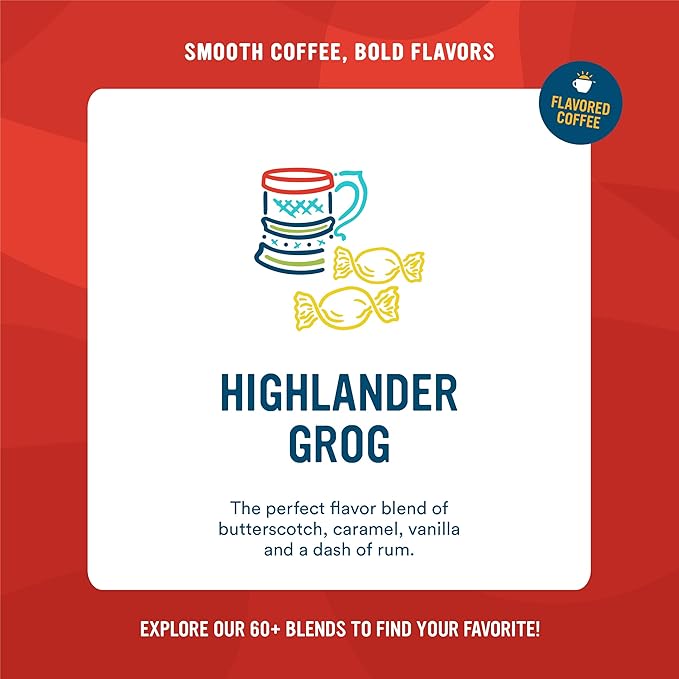 Cameron's Coffee Roasted Ground Coffee Bag Flavored Highlander Grog 12 Ounce Pack of 6