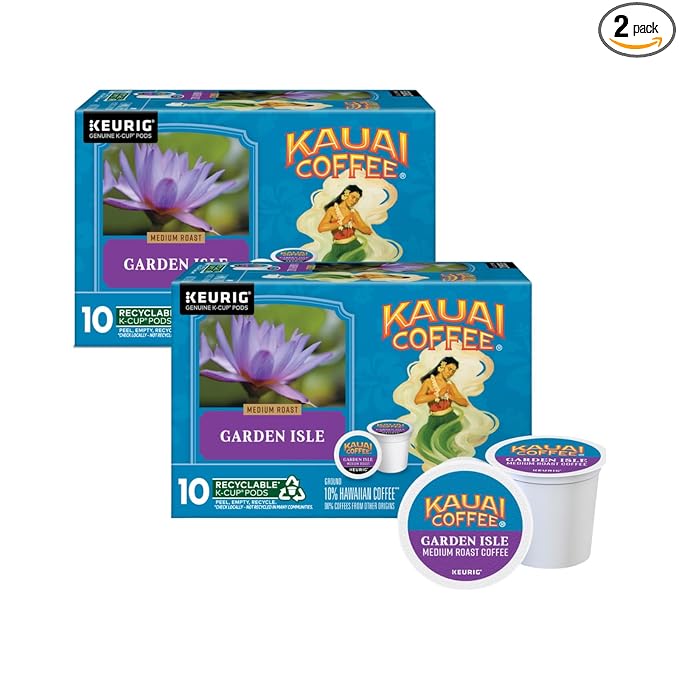 Kauai Coffee Garden Isle Medium Roast - Compatible with Keurig K-Cup Brewers 10 CT (Pack of 2)