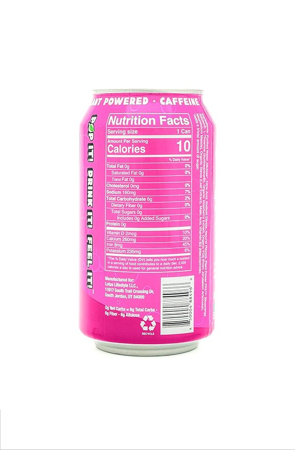 Plant Pop | Multifunctional Prebiotic Soda | Raspberry | 10 Calories | Natural fruity flavors | Made with Organic Plant-Based Ingredients | Caffeine Free | 12oz (12 pk) cans