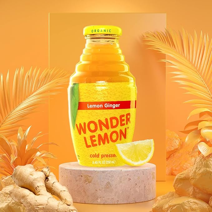 Wonder Lemon Organic Lemon Ginger Cold Pressed Juice 8.45oz (6 Pack)