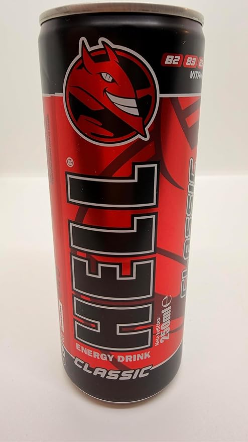 HELL CLASSIC Energy Drink | +20% More Caffeine | Vitamins B2 B3 B6 B12 C &amp D | No Preservatives | Environmentally Friendly Packaging | 12 x 500 ml | Compatible with HELL Energy
