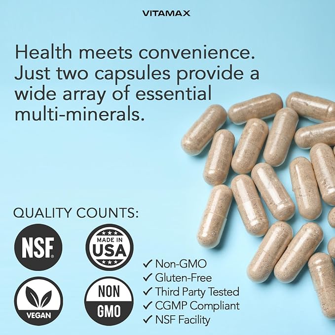 Vitamax Pure Himalayan Shilajit Supplement Sea Moss Ashwagandha Bladderwrack Gingko Biloba Organic Capsules &amp Trace Mineral for - Non-GMO - Vegan - Men and Women – Made in USA
