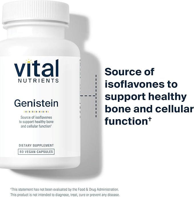 Vital Nutrients Genistein - Easily Absorbed Isoflavones for Bone Health Support* - Vegan Supplement - Gluten and Dairy Free - Non-GMO - 60 Capsules