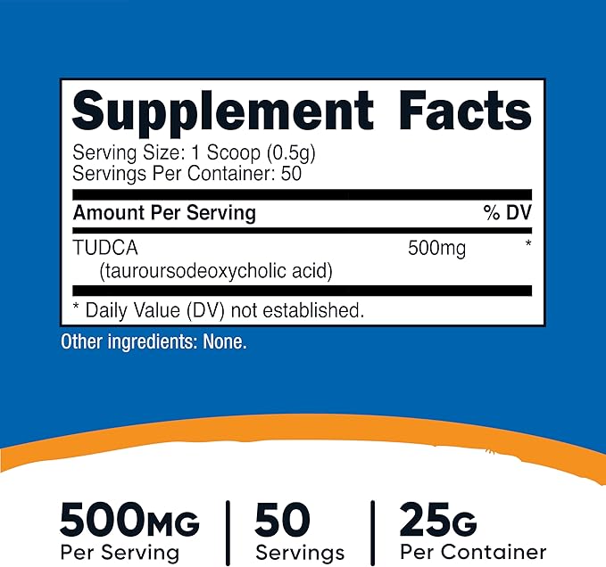 Nutricost Tudca Powder 25 Grams (Tauroursodeoxycholic Acid) - Gluten Free Non-GMO