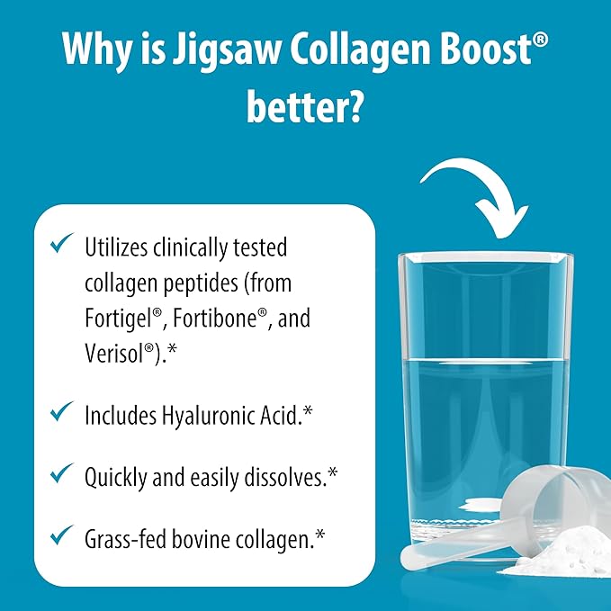 Jigsaw Health Collagen Boost | Promotes Healthy Joints Cartilage Skin and Hair | 30 Servings