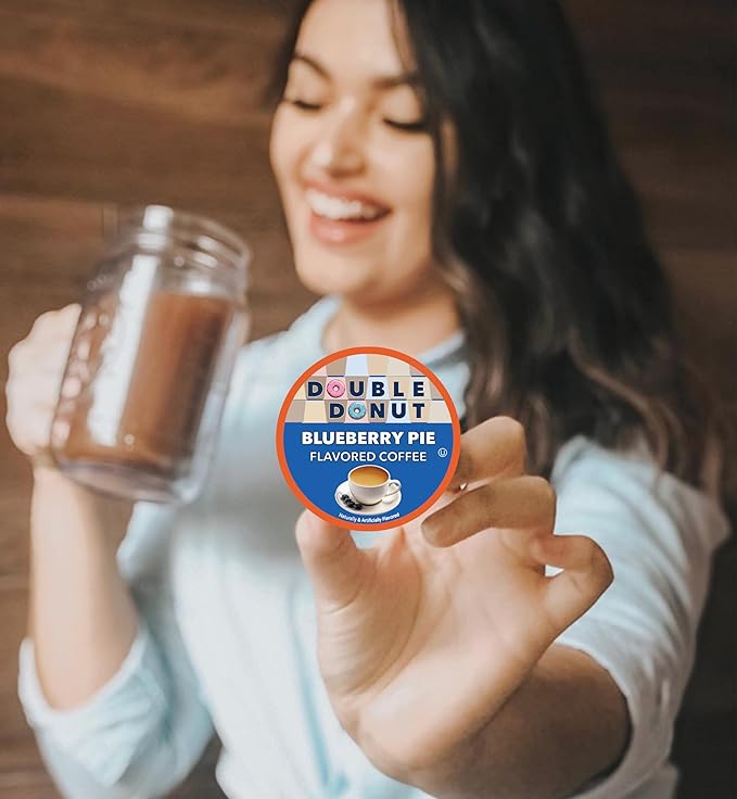 Double Donut Coffee Blueberry Coffee in Single Serve Pods Flavored Coffee For the Keurig K Cups Brewer 80 Cups