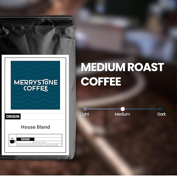 Merrystone House Blend Coffee Signature Medium Roast Roasted to Order 1 Lb Standard Grind