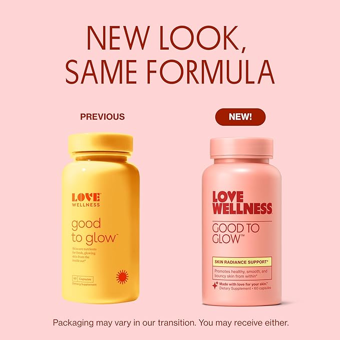 Love Wellness Good to Glow | Collagen Supplement with Biotin Vitamin C E Ashwagandha &amp Zinc | Promotes Smooth Glowing &amp Clear Skin | Enhances Smoothness &amp Promotes Healthy Skin | 60 Co