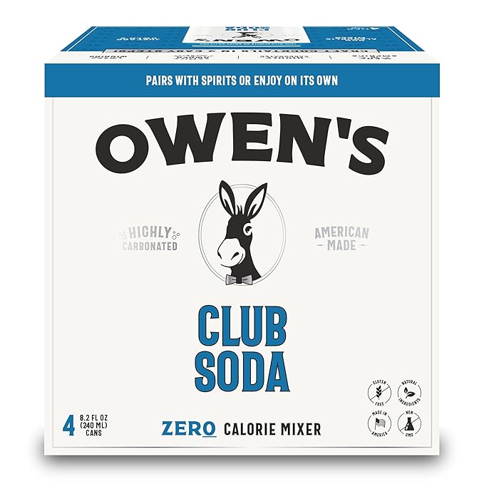 Owen's Club Soda Premium Cocktail Mixer Made with Pure Pacific Sea Salt - 8.2oz Cans (24 pack)