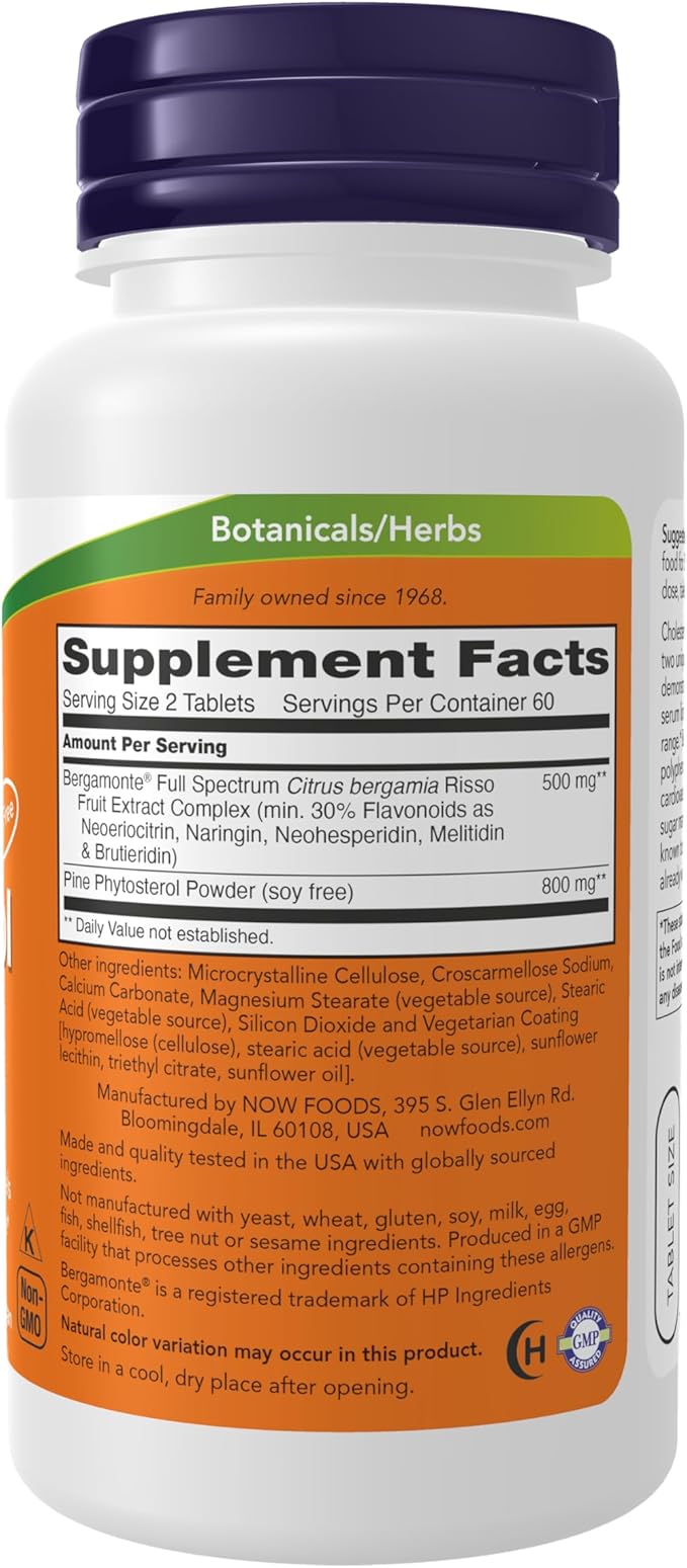 NOW Foods Supplements Cholesterol Pro™ with Bergamonte™ and Plant Sterols Cardiovascular Health* 120 Tablets