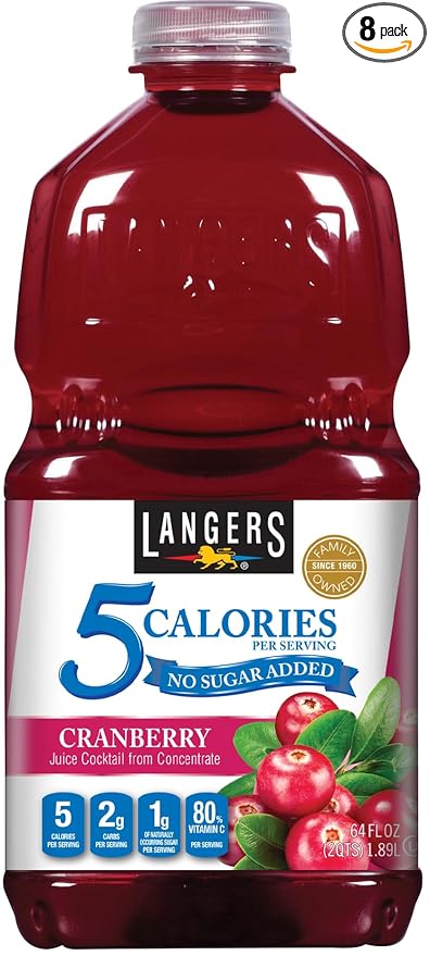 Langers 5 Juice Cocktail Cranberry 64 Fl Oz (Pack of 8)