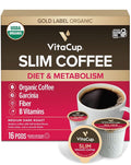 VitaCup Slim Organic Coffee Pods Diet Support with Ginseng Garcinia B Vitamins Bold Medium Dark Roast Single Serve Pod Compatible with Keurig K-Cup Brewers16 Ct