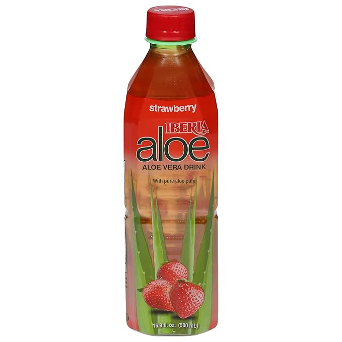 Iberia Aloe Vera Juice Drink Strawberry 16.9 Fl Oz (Pack of 24)