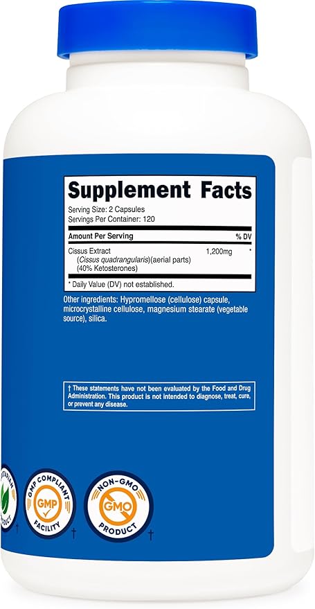 Nutricost Cissus Quadrangularis (1200mg) 240 Capsules - 120 Servings Gluten Free Non-GMO and Vegetarian Friendly