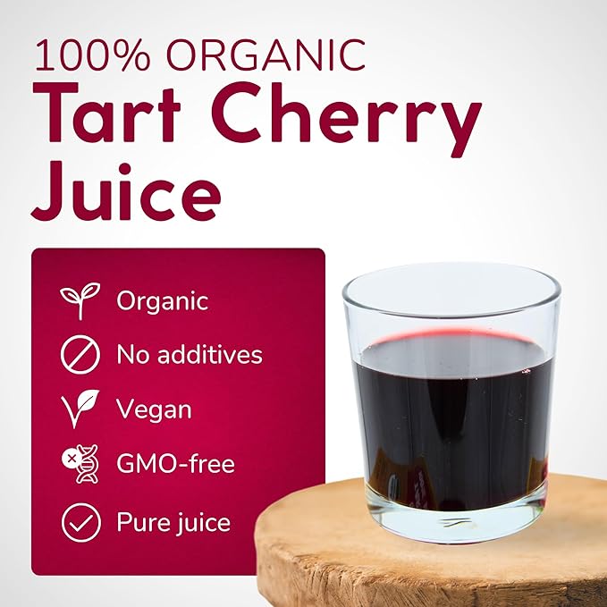 Organic Tart Cherry Juice Box 101.4 Fl Oz | Pure Fruit Juice Not From Concentrate | Organic Vegan Non-GMO | No Added Sugar Easy-Pour Tap Packaging