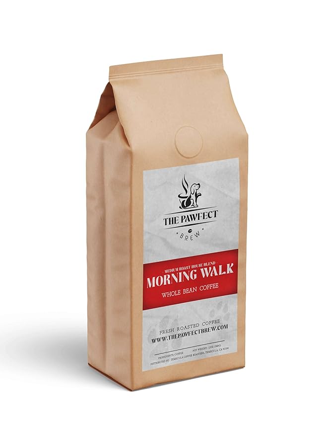Dog Lover's Coffee Morning Walk Breakfast Blend by The Pawfect Brew | Medium Roast Whole Bean Coffee 1lb| Specialty-Grade Central &amp South American | 25% of profits donated to to Animal Rescue