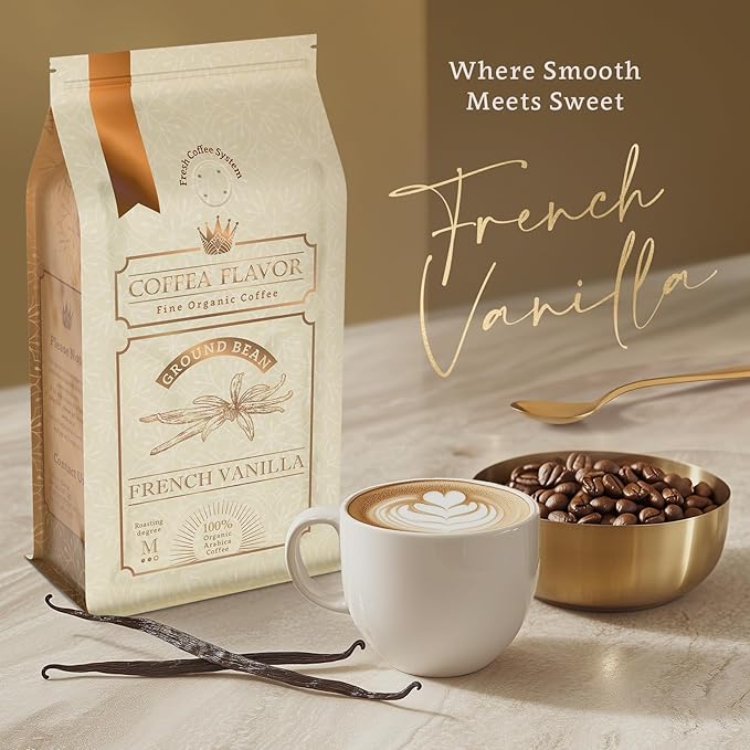 Flavored Ground Coffee – French Vanilla 100% Arabica Single Origin Medium Roast USDA Organic Naturally mint Flavored – by Coffea Flavor