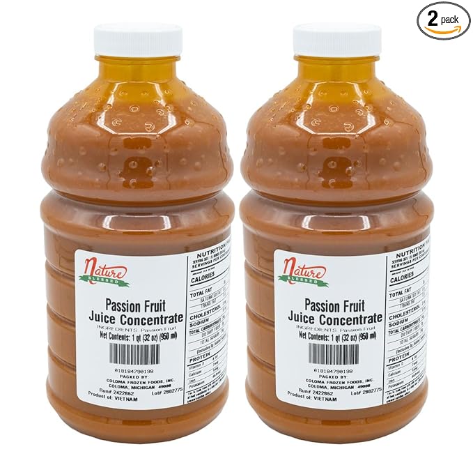 Nature Blessed 100% Passion Fruit Juice Concentrate - 2 Quarts (2/32 fl oz bottles) Applications: Excellent for Home Wine Making Home Brewing Distilling Ale Smoothies Making Jelly