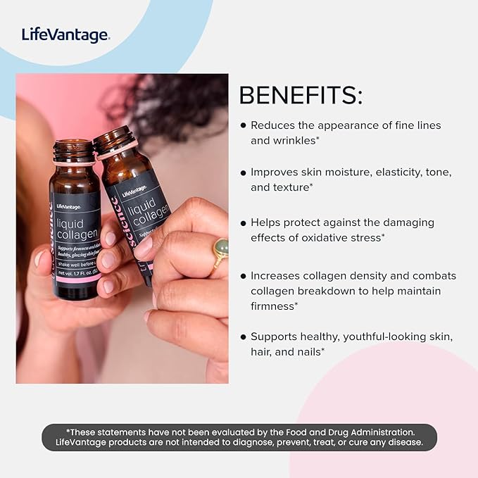 TrueScience Liquid Collagen Drink for Glowing &amp Firmer Looking Skin Collagen Peptides Supplement for Women &amp Men Anti-Aging Skin Hydration &amp Radiance Support 10 Bottles x 1.7 fl oz